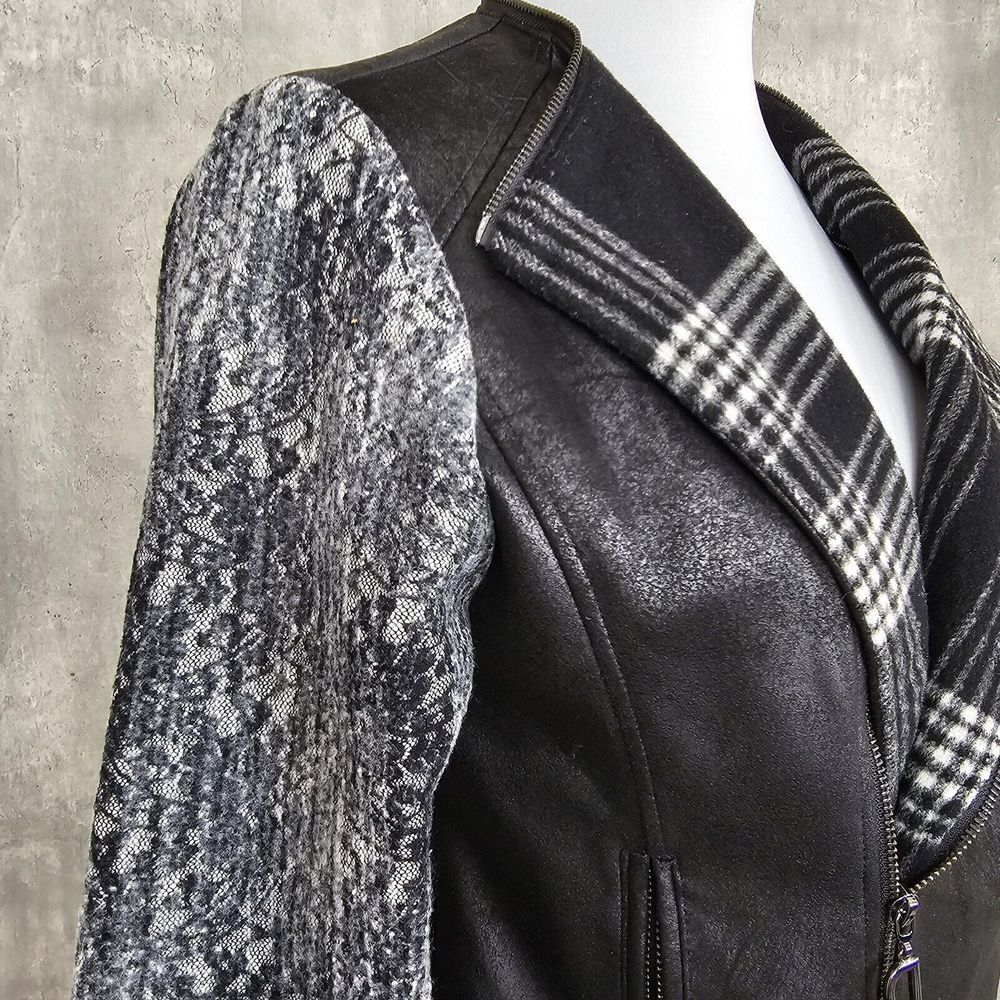 Desigual Womens 42 US10 Pakaian Jadi Wanita Faux Leather‎ Distressed Moto Jacket - Picture 6 of 11